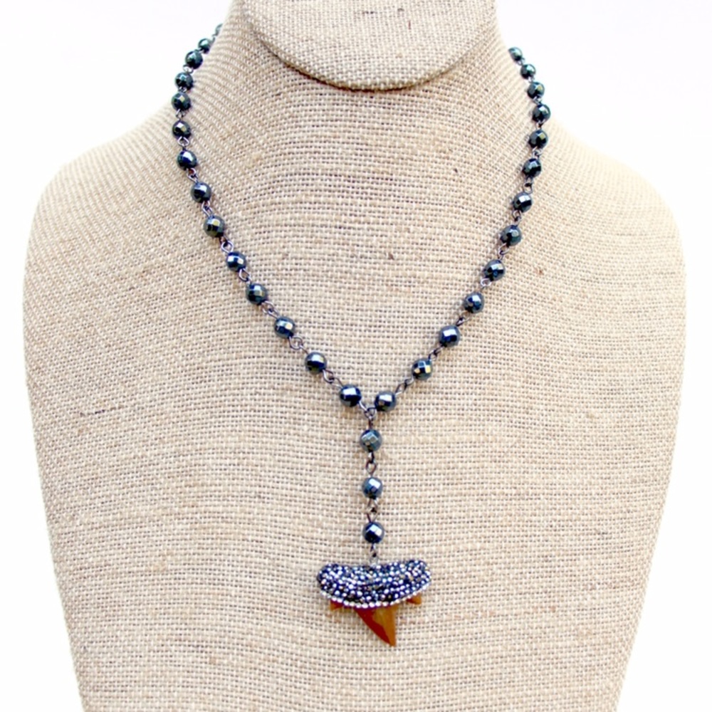 Pyrite Paved Shark Tooth Pendant